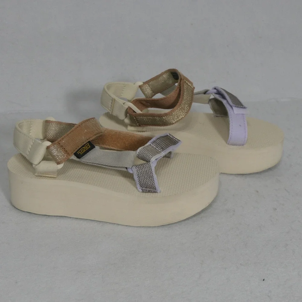 Teva Womens Flatform Sandals 5 Multi Metallic Boho Chunky Travel Universal